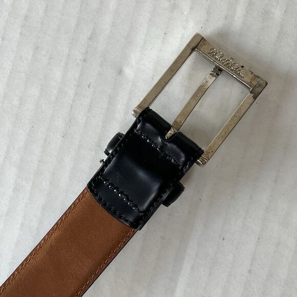 BROOKS BROTHERS MADE IN ITALY BLACK GENUINE LEATHER DRESS BELT SIZE 36 - Picture 9 of 16